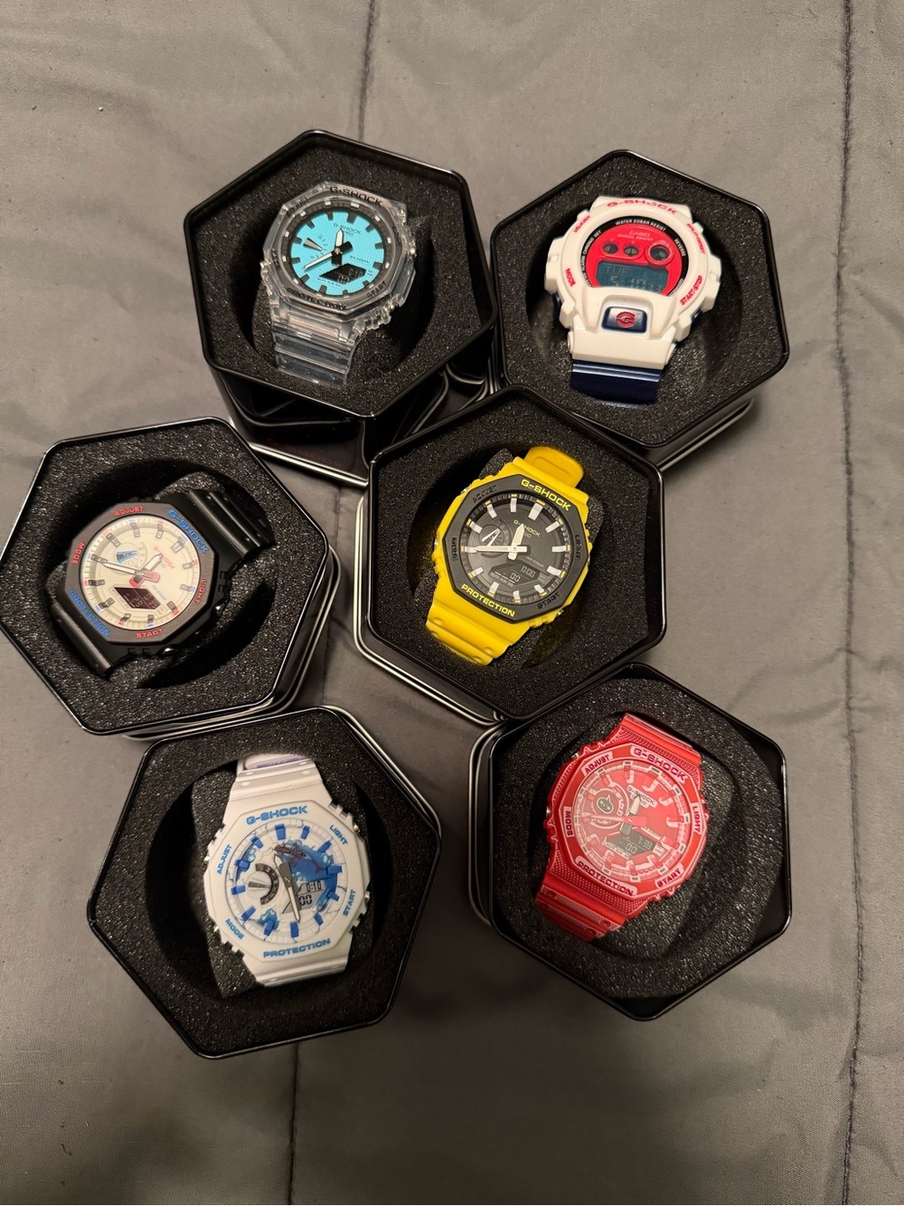 G-Shock Multi-Color Resin Watch Set — Yellow, Red, White, Clear, Blue, Black